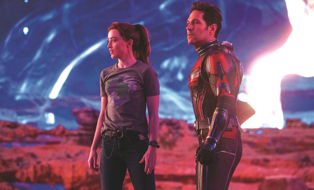 Paul Rudd como Scott Lang / Ant-Man; Kathryn Newton como Cassie Lang, y Evangeline Lilly como Hope Van Dyne / Avispa. Foto: Walt Disney Studios