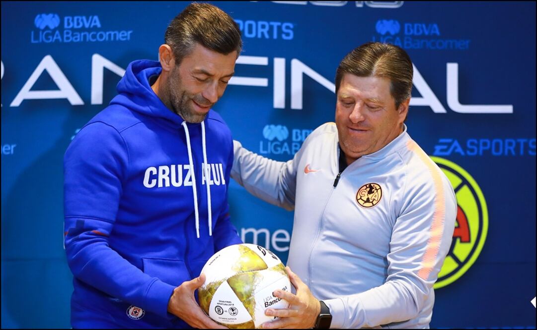 Pedro Caixinha y Miguel Herrera posando en el estadio Azteca. Foto: Imago7