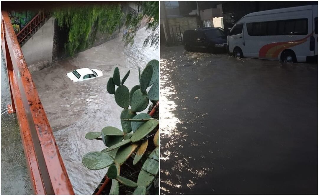 La fuerte lluvia de este miércoles dejó afectaciones viales en las colonias Santa Teresa, Santa María, San Pedro, Urbi Villa y Centro. Fotos: Especiales