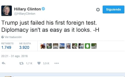 Trump fracasó en su primera prueba en el extranjero: Clinton