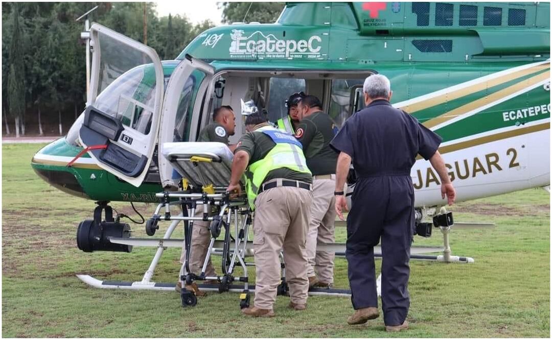 Helicóptero Jaguar 2 traslada a menor con quemaduras de tercer grado. Foto: Especial