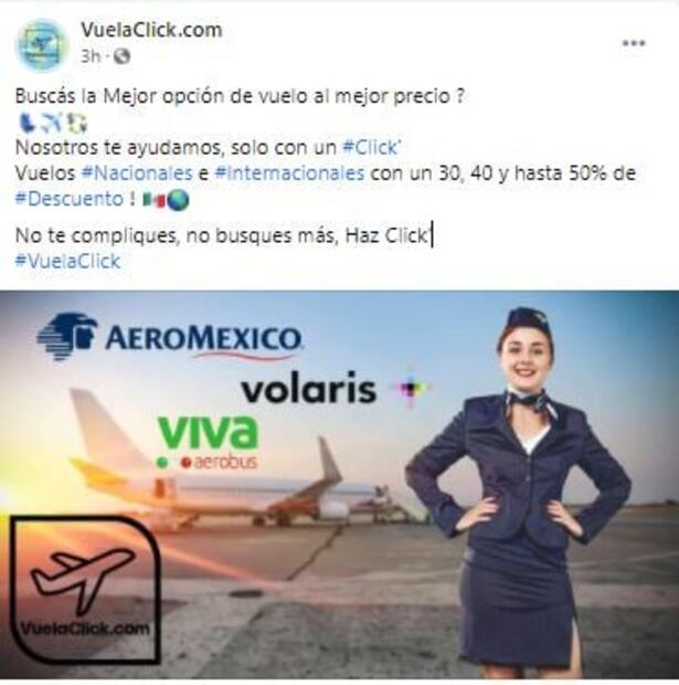 Esta página de vuelos baratos fue reportada como fraudulenta