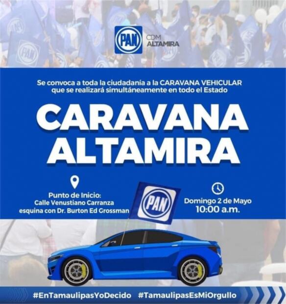 Anuncian mega movilización en apoyo de García Cabeza de Vaca en 7 ciudades de Tamaulipas 