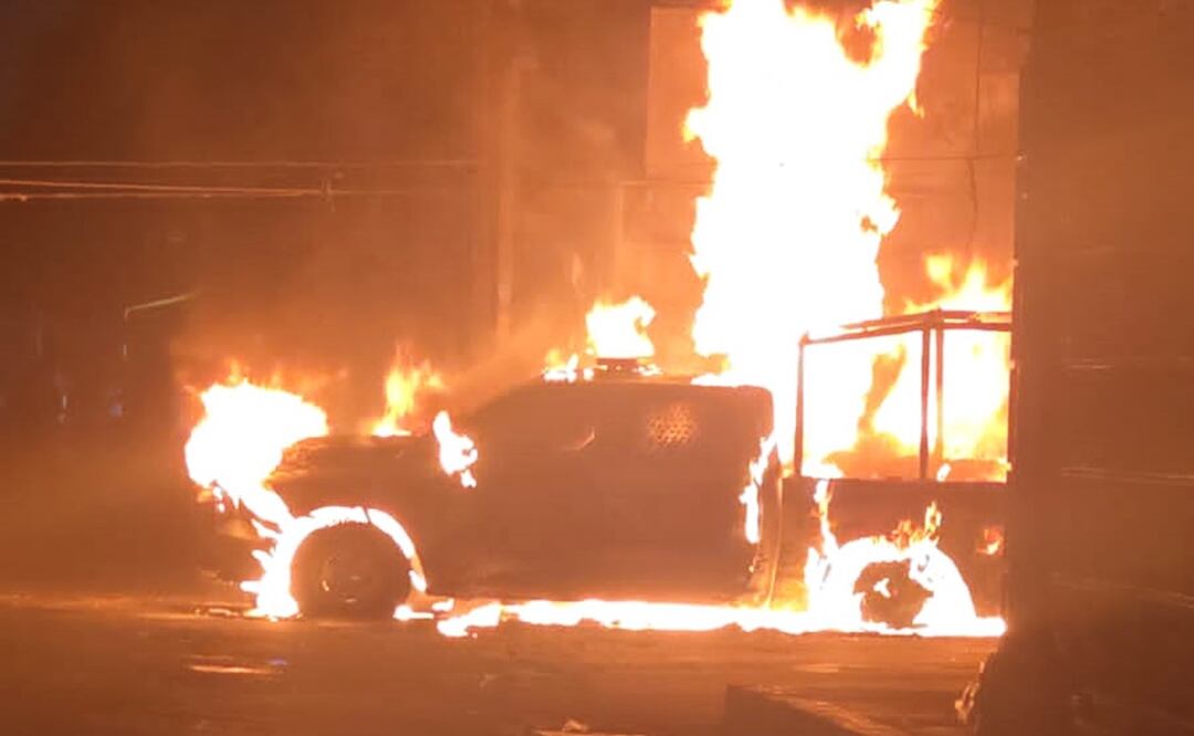 Investigan incendio de una unidad de la SSC en la colonia Morelos. Foto: Especial