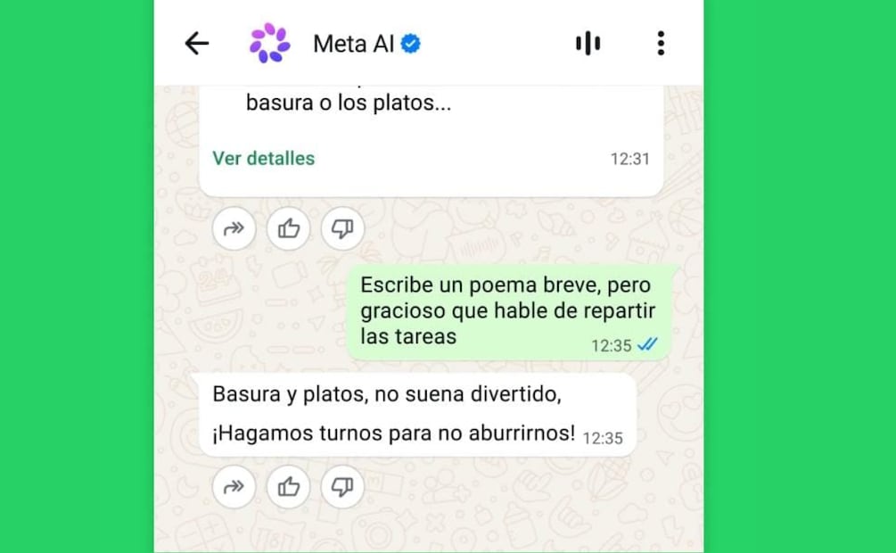 Pídele a Meta AI que te ayude a formular mensajes concisos. Foto: WhatsApp