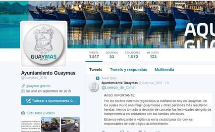 Guaymas cancela Grito ante hechos de violencia