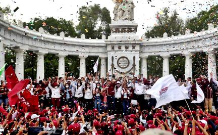 Morena celebra resultados electorales en Hemiciclo a Juárez