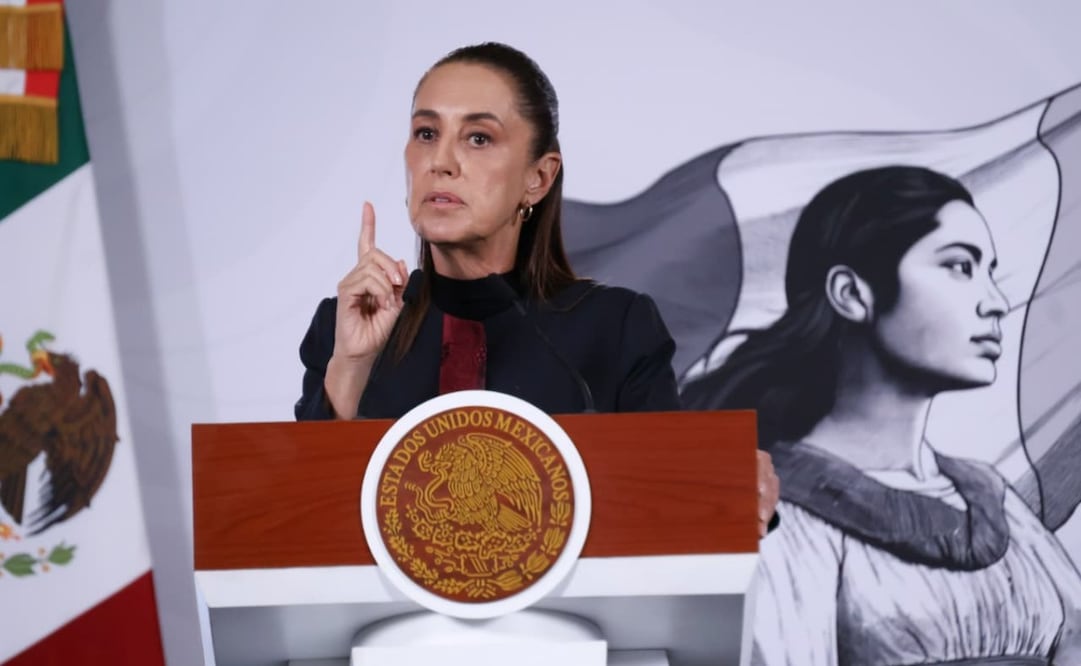 Presidenta Claudia Sheinbaum durante su conferencia de prensa este martes 9 de junio del 2026 en Palacio Nacional. Foto: Karla Guerrero / EL UNIVERSAL
