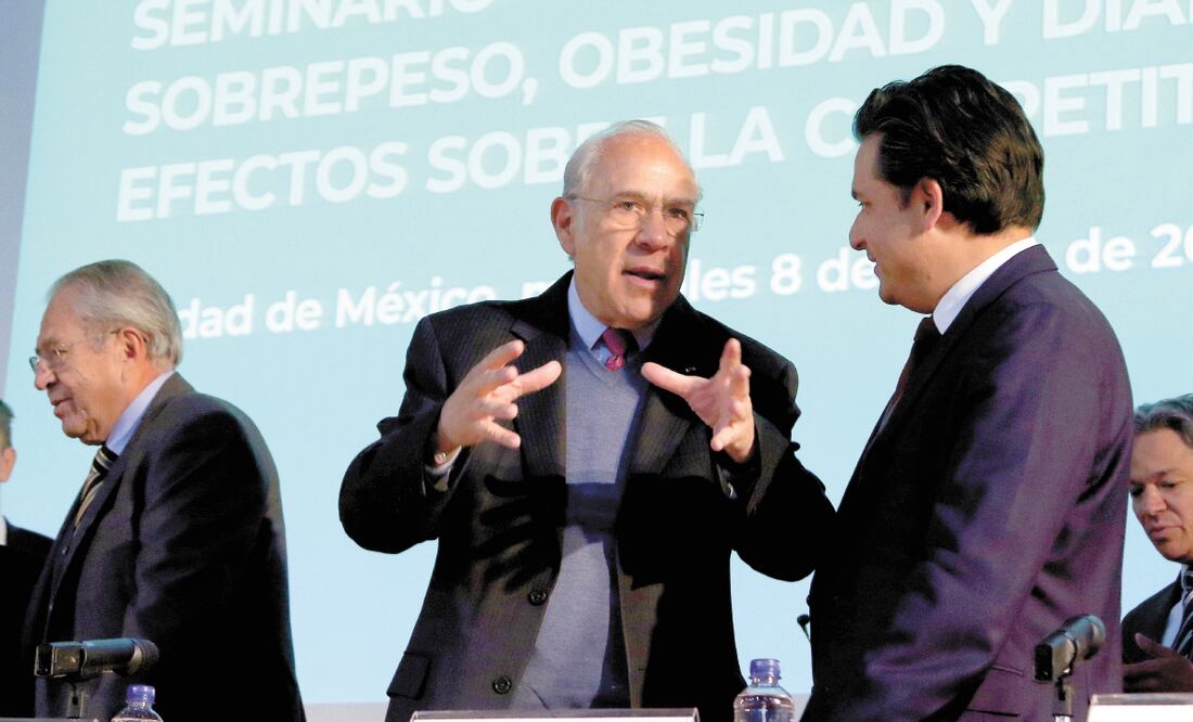 José Ángel Gurría (centro), secretario general de la OCDE, comentó que México tiene una de las tasas más altas de obesidad de la organización, por lo que propuso el subsidio de alimentos como frutas y verduras. CARLOS MEJÍA. EL UNIVERSAL