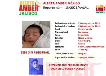 Activan la Alerta Amber para localizar a bebé robada por mujer disfrazada de enfermera en hospital de Jalisco