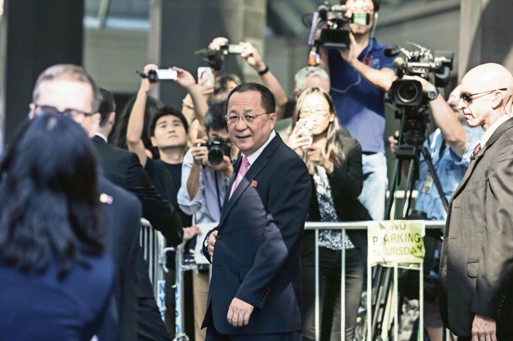 El ministro de Relaciones Exteriores de Corea del Norte, Ri Yong-Ho, dijo que su país considera que las amenazas de Trump son una declaración de guerra. (AMIR LEVY. AFP)