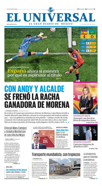 Portada impresa del 22 de junio