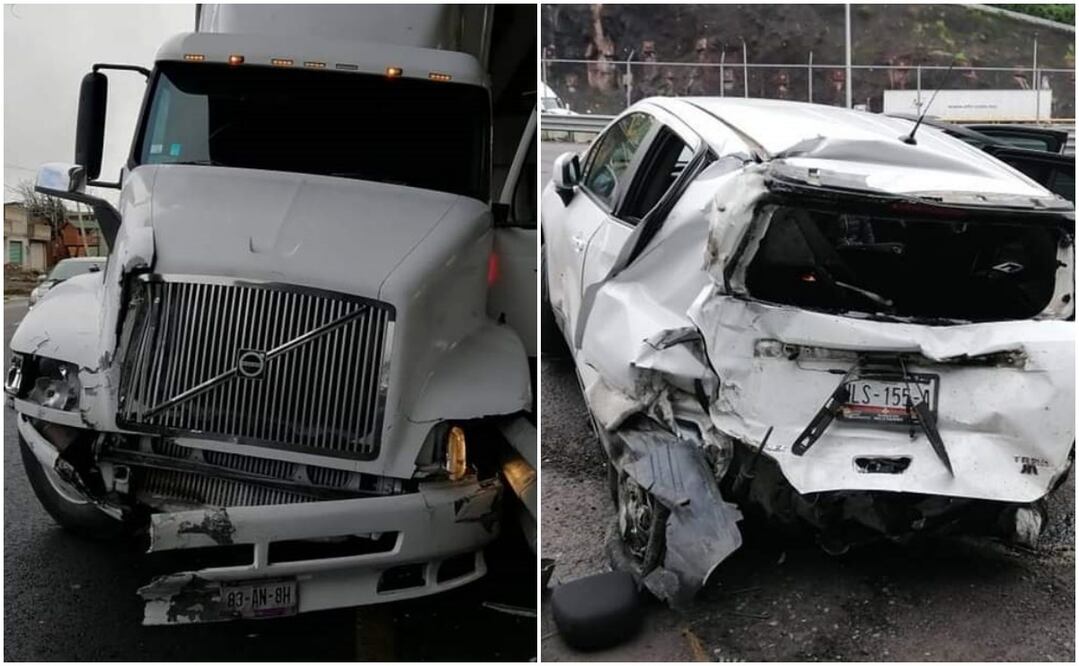 El tráiler se detuvo hasta llegar a la barrera de contención, por lo que resultó impedido el tránsito parcialmente por dicha vialidad. Foto: Especial