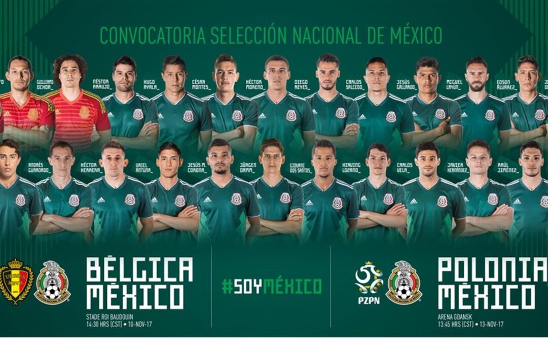 Twitter @miseleccionmx. Tres llamados nuevos en comparación a la última lista.