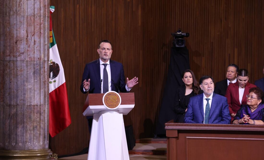 Mauricio Kuri, gobernador de Querétaro, durante la conferencia de aniversario 108 de la Constitución este 5 de febrero del 2025. Foto: Diego SImón / EL UNIVERSAL