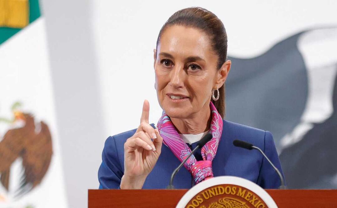 Claudia Sheinbaum, presidenta de México, durante la mañanera del 2 de junio del 2025 en Palacio Nacional. Foto: Diego Simón / EL UNIVERSAL