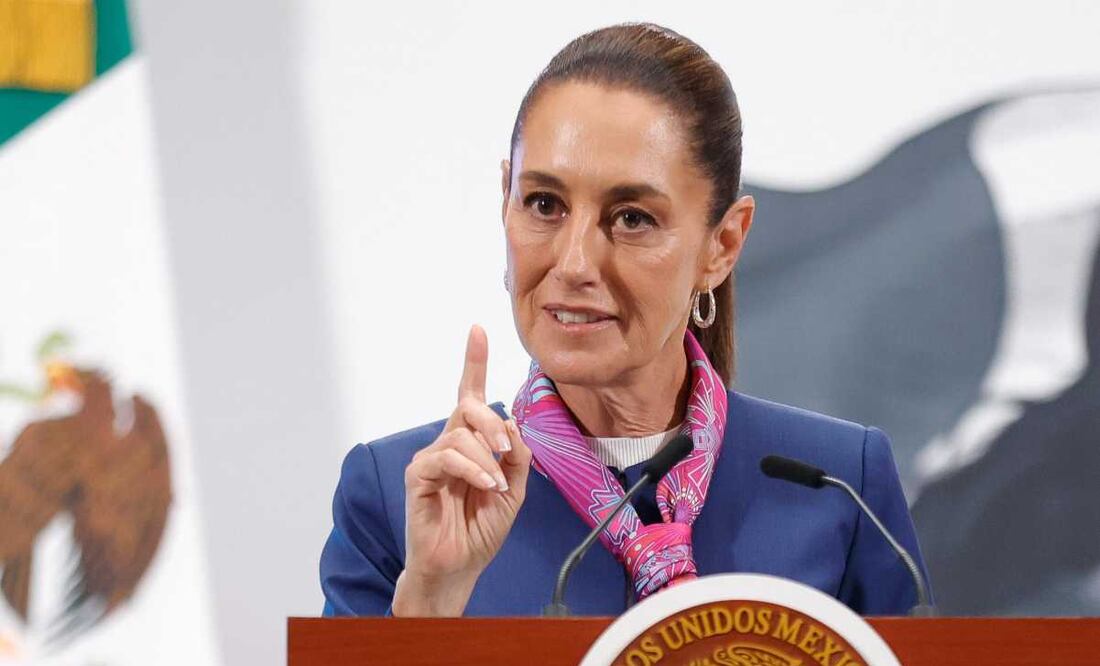 Claudia Sheinbaum, presidenta de México, durante la mañanera del 2 de junio del 2025 en Palacio Nacional. Foto: Diego Simón / EL UNIVERSAL