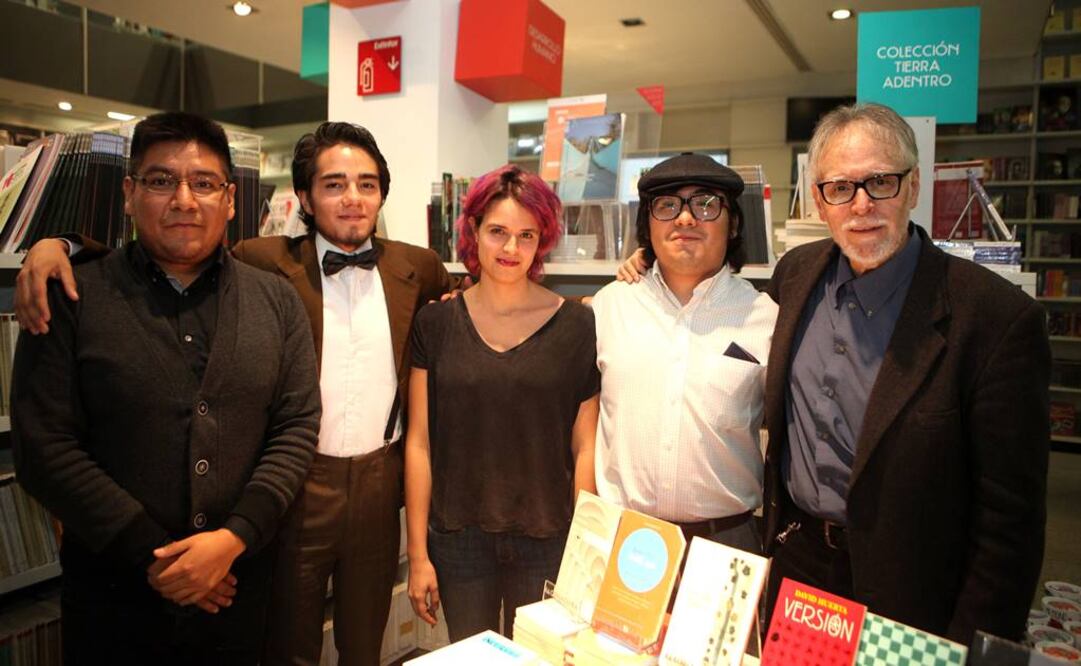 David Huerta, Maximiliano Cid, Uriel Cadena, Lorenza Ruiz y Lázaro Tello Pedró ofrecieron un recital. FOTO: Valente Rosas/EL UNIVERSAL.