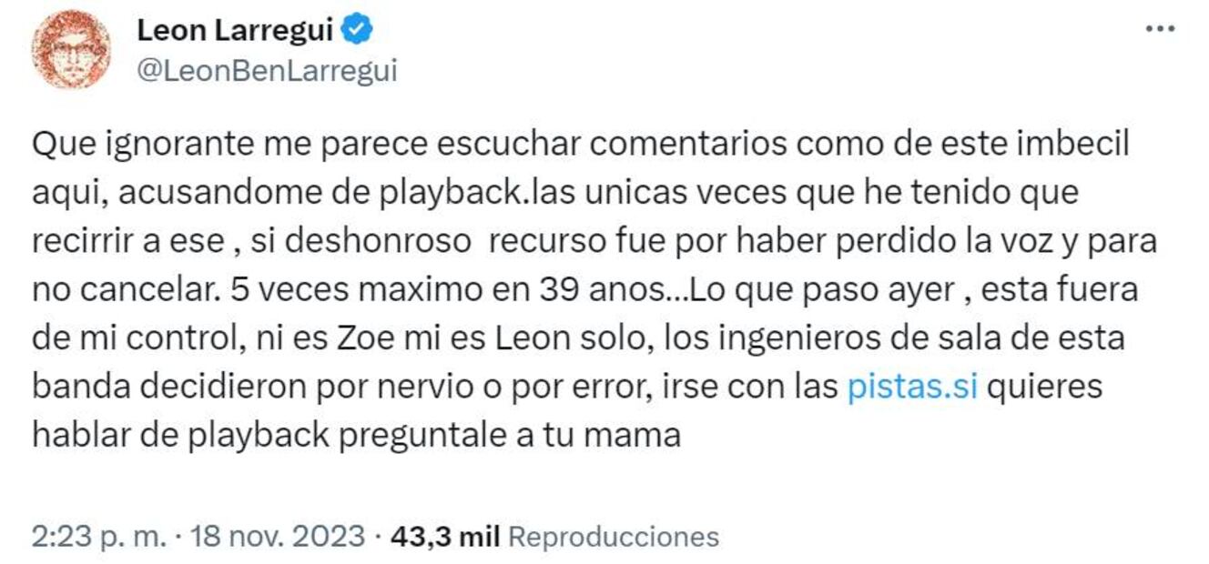 León Larregui defiende su participación en el Corona Capital 2023.