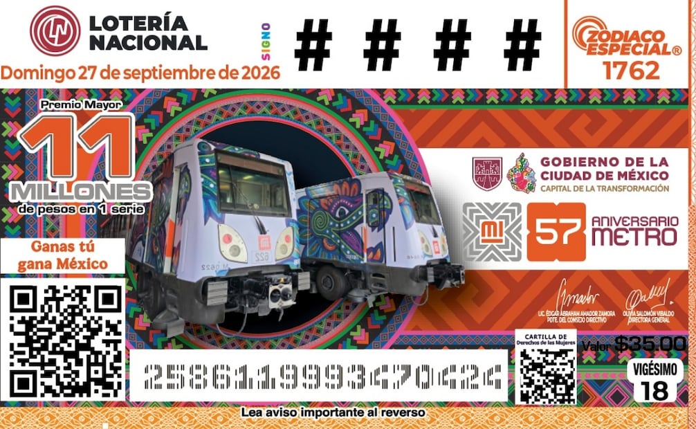 Develan billete de la Lotería por el 57 aniversario del Metro. Foto: especial