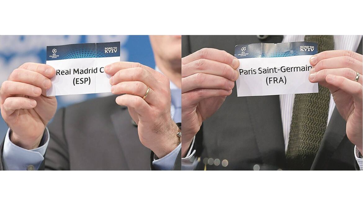 EL DESTINO. El sorteo que se realizó ayer en Suiza arrojó el duelo de dos pesos completos y candidatos a la Orejona (FABRICE COFFRINI. AFP)