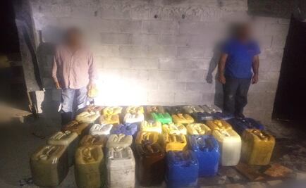 Fuerza Civil detiene a dos presuntos huachicoleros y asegura combustible en NL
