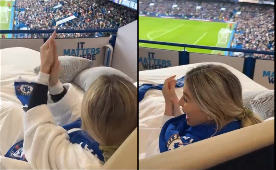 Una aficionada vio el partido del Chelsea desde una cama / Foto: Especiales