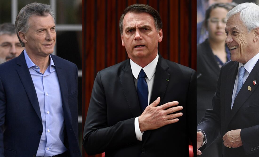 Piñera y Macri harán lo posible para no chocar con Bolsonaro. Son de tendencias parecidas en lo económico y en la seguridad, pero en todo lo demás disienten con el brasileño. Foto: AFP