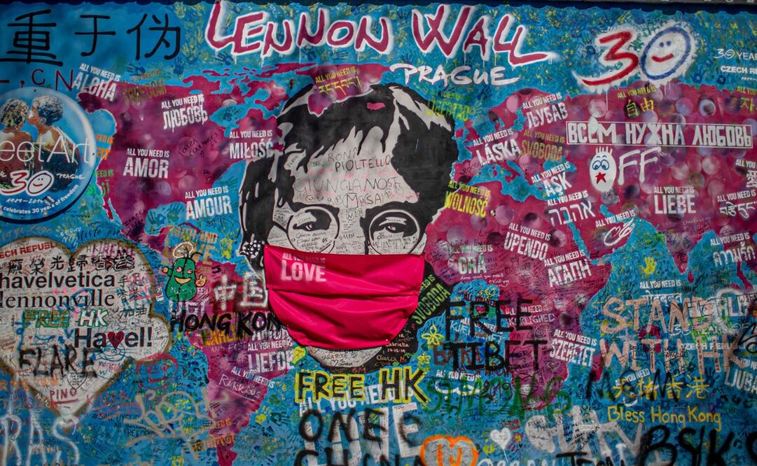 Parede de John Lennon en tiempos de pandemia. Foto: AP