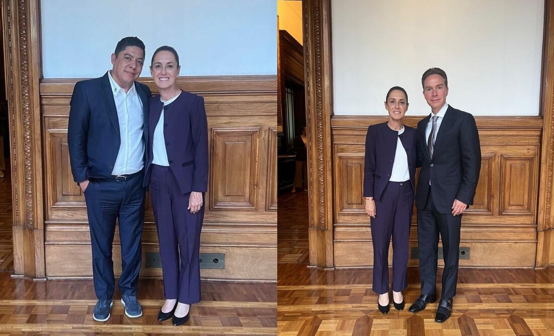 Claudia Sheinbaum se reunió con el gobernador de San Luís Potosí, Ricardo Gallardo, y el senador Manuel Velasco del Partido Verde. Foto: Tomada de X