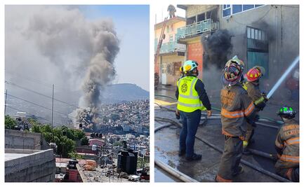 Suman más de 7 horas del incendio en bodega de colchones de Ecatepec; seis bomberos resultan intoxicados