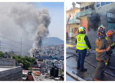 Suman más de 7 horas del incendio en bodega de colchones de Ecatepec; seis bomberos resultan intoxicados