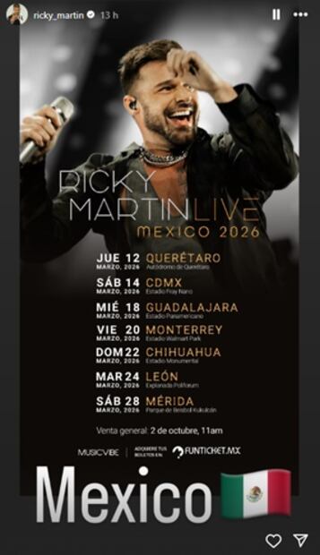 Con esta publicación, el artista confirmó su regreso a México. Foto: Instagram.