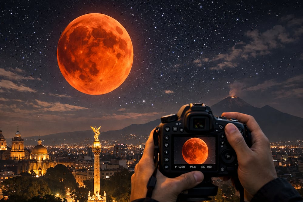 Conoce estos consejos para retratar la mística Luna de Sangre de marzo de 2026. Foto: Creada con IA (ChatGPT)