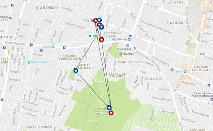 Mapa. Ruta de La Pasión en Iztapalapa 