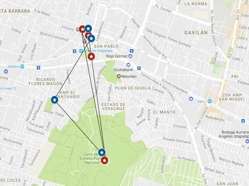 Mapa. Ruta de La Pasión en Iztapalapa