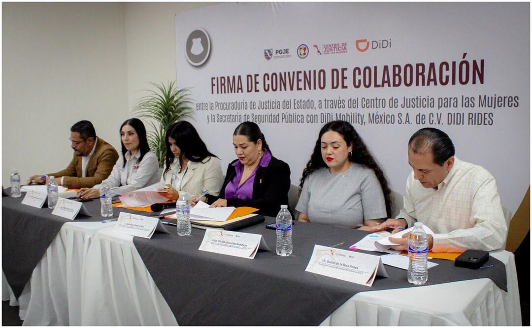 Autoridades de Baja California Sur firman convenio con DiDi para que mujeres en situación de riesgo reciban descuentos en la plataforma de transporte. Foto: Especial