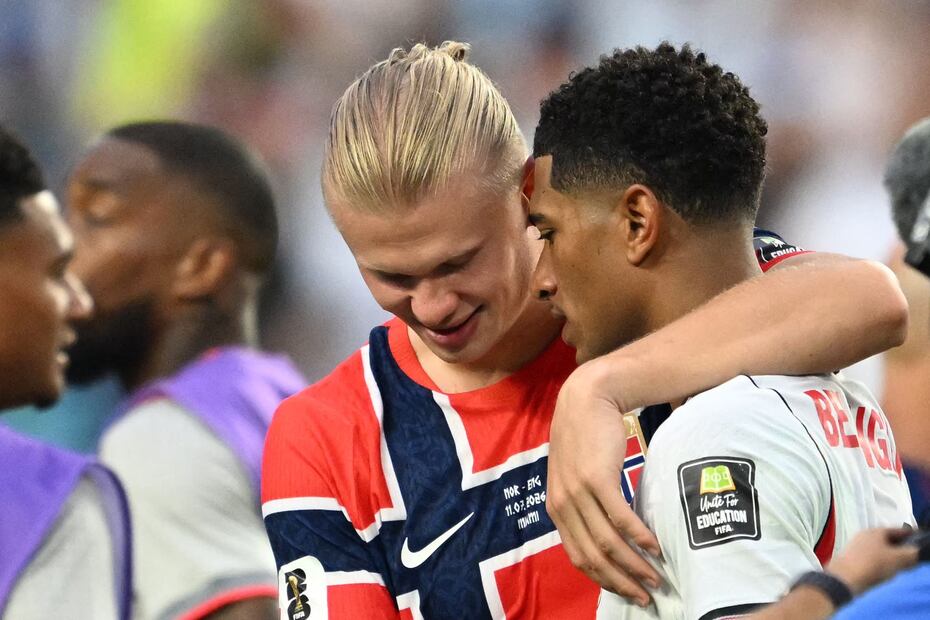 Erling Haaland y Jude Bellingham, durante los Cuartos de Final del Mundial de 2026 - Foto: AFP