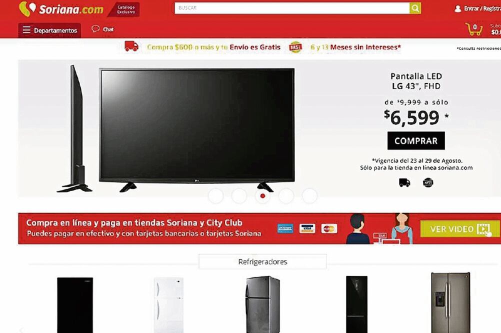 Además de ofrecer miles de productos, la compañía cuenta con una sección de outlet en la que ofrece grandes descuentos (TOMADA DE SORIANA.COM)
