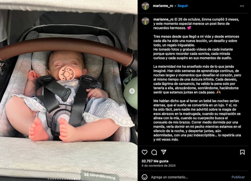 En julio de 2024, Marianne se convirtió en madre de una niña llamada Emma. Foto: Captura de pantalla