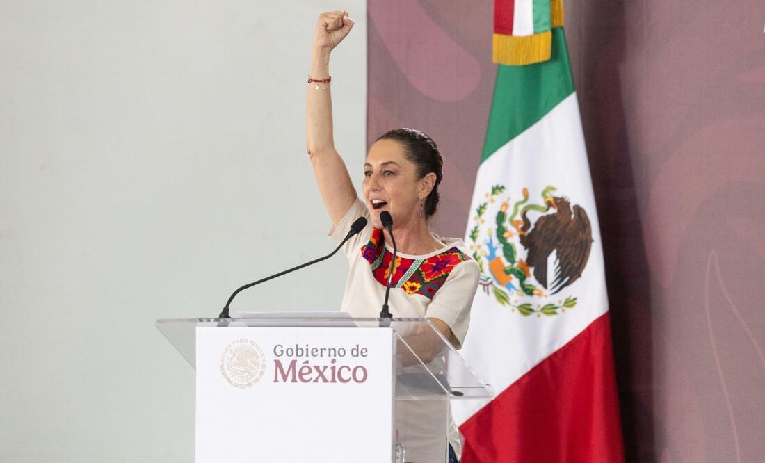 La presidenta Claudia Sheinbaum Pardo encabeza el evento Programas para el Bienestar, en Tihuatlán, Veracruz. Foto: Hugo Salvador / EL UNIVERSAL