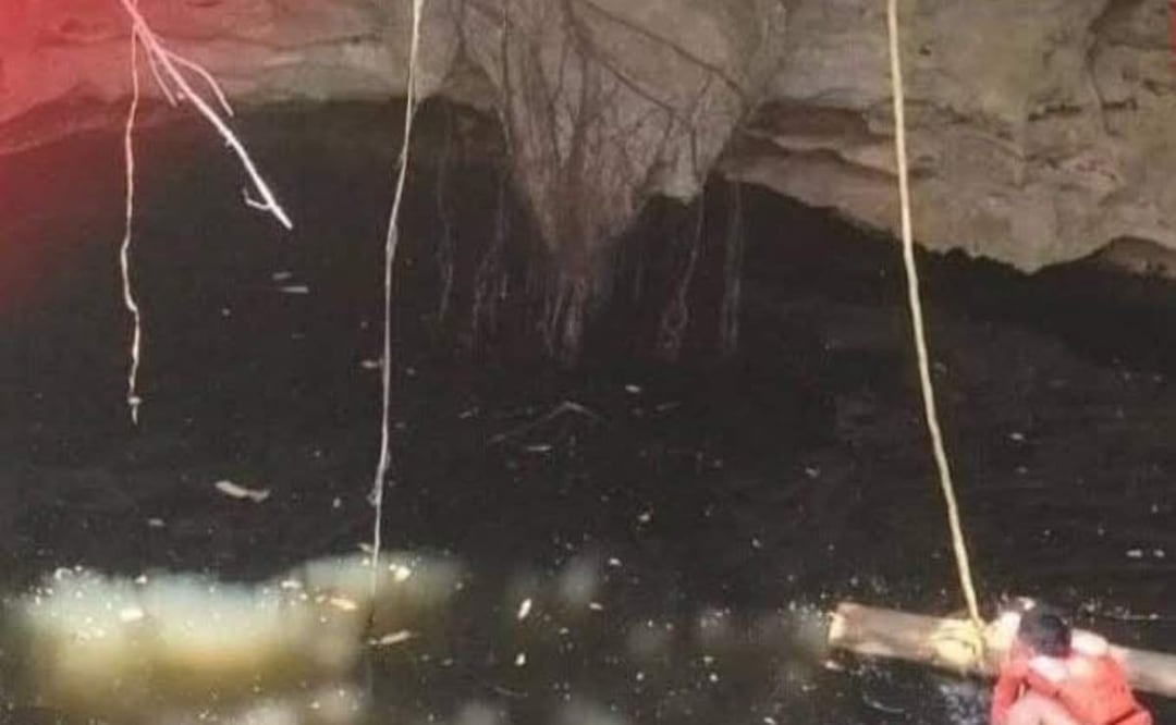 El perrito permaneció tres días atrapado en un cenote de Dzonot Aké en Yucatán (02/05/2025). Foto: Especial