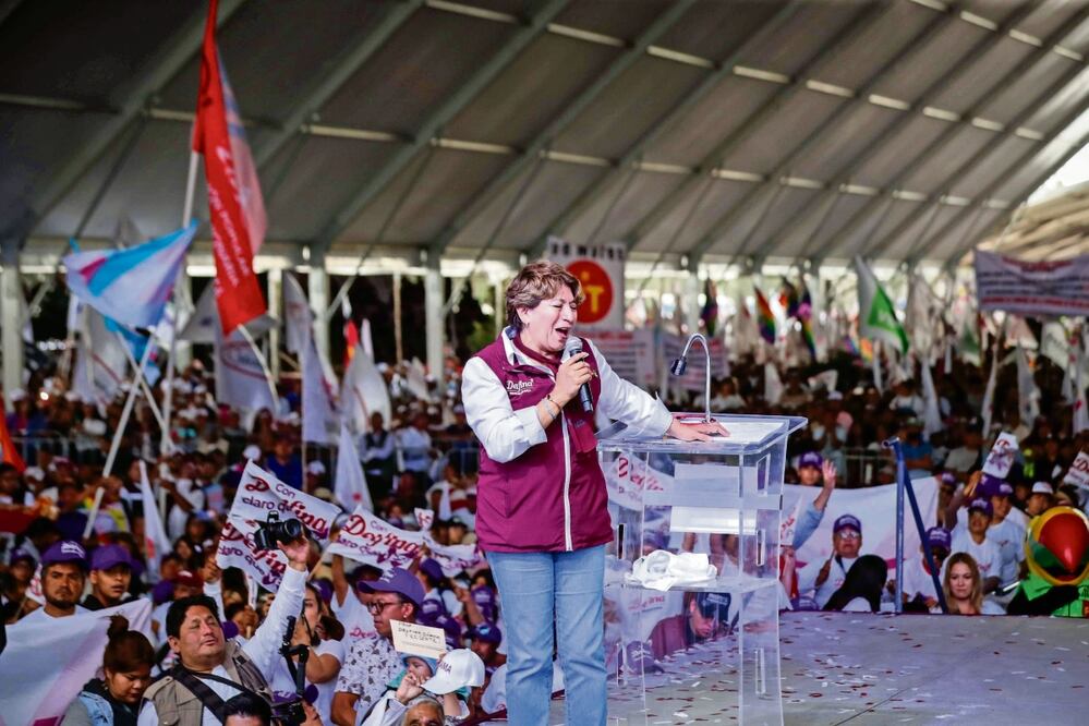 Delfina Gómez realizó este domingo dos cierres regionales de campaña con la asistencia de más de 100 mil simpatizantes, Foto: Diego Simón / EL UNIVERSAL