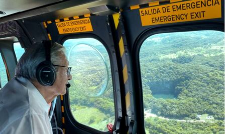 AMLO vuelve a sobrevolar ruta del Tren Maya; es “una obra espléndida”, afirma