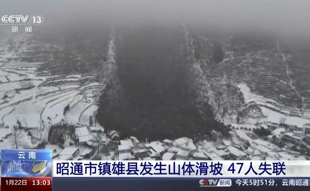 Una vista aérea del deslave registrado en Liangshui, en la provincia suroccidente china de Yunnan. Foto: AP