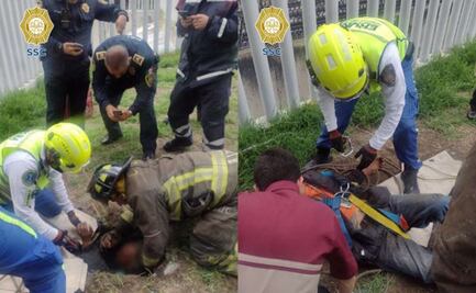 Rescatan a adulto mayor que bajó a coladera con una cuerda en la Venustiano Carranza 