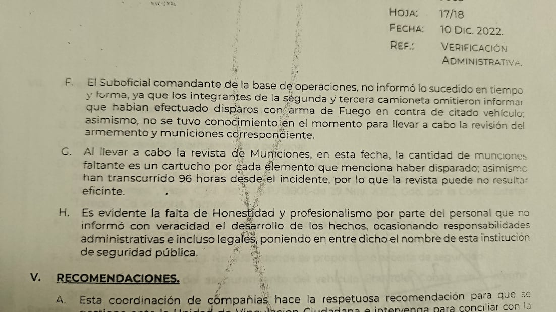 Las conclusiones de la investigación interna revelan que hubo un intento de encubrimiento de la agresión por parte de los involucrados, según documentos en poder de este diario.
