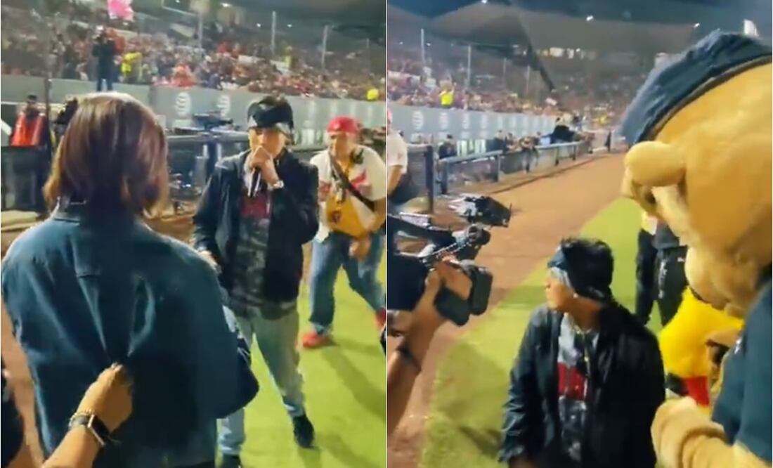 El aficionado se quedó en el terreno de juego ante la negativa - FOTO: ESPECIAL