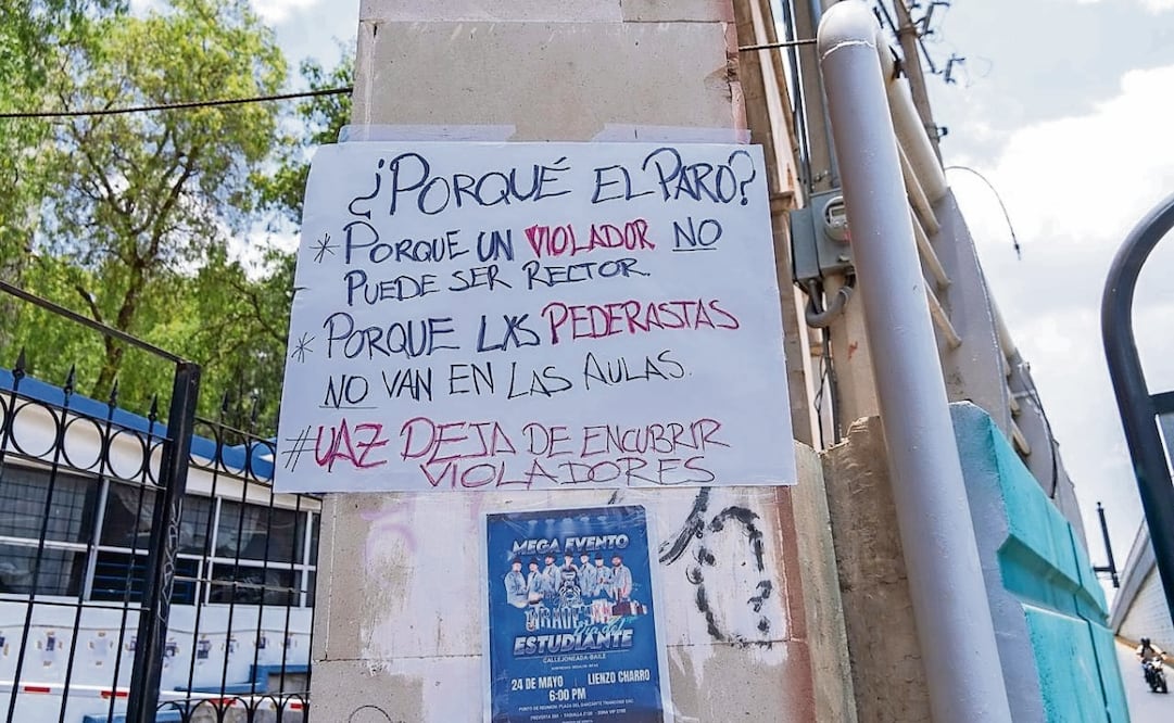 Estudiantes exigen que el exrector no vuelva a entrar a la Universidad de Zacatecas. Foto: Diana Valdez / EL UNIVERSAL