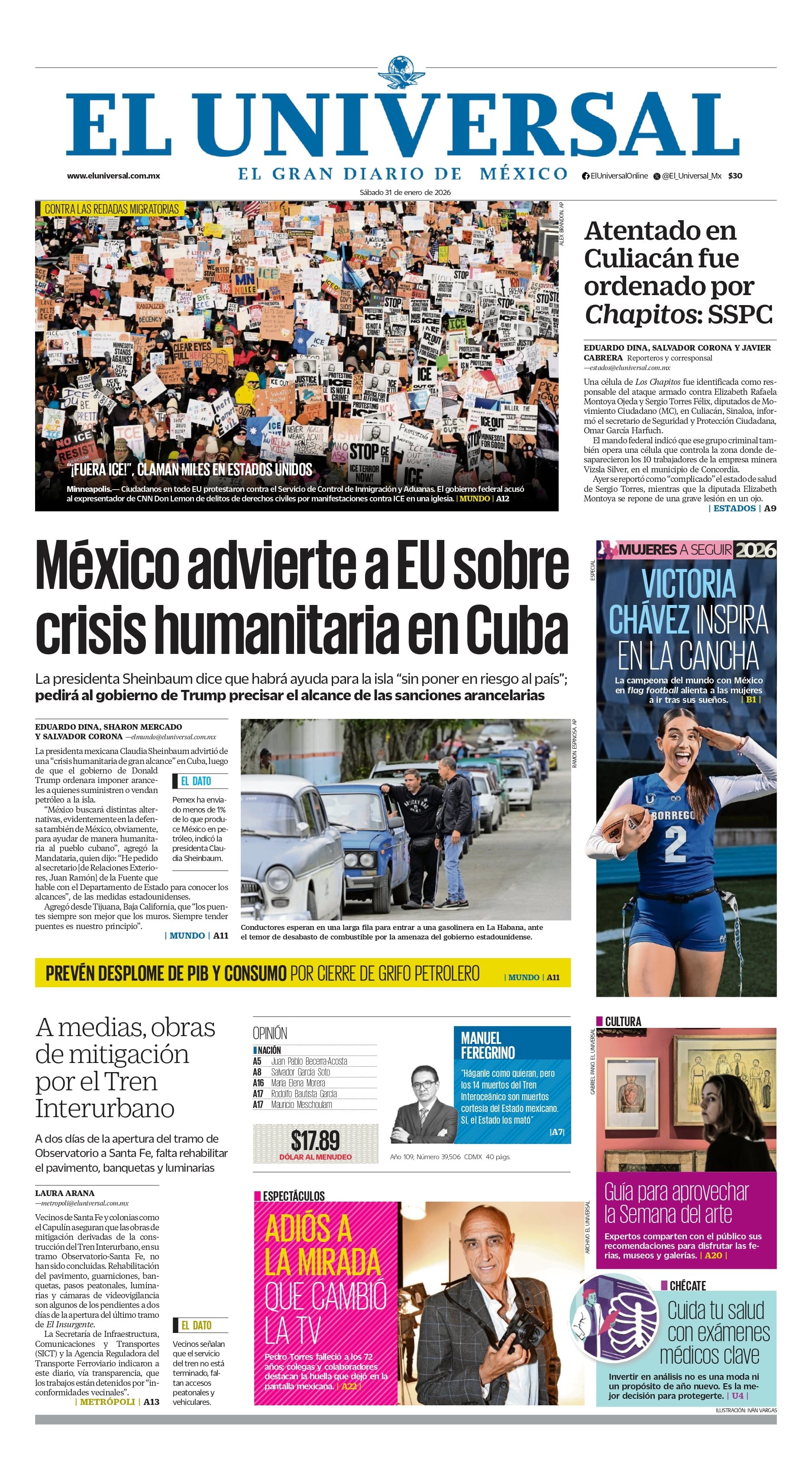 Portada impresa del 31 de enero de 2026